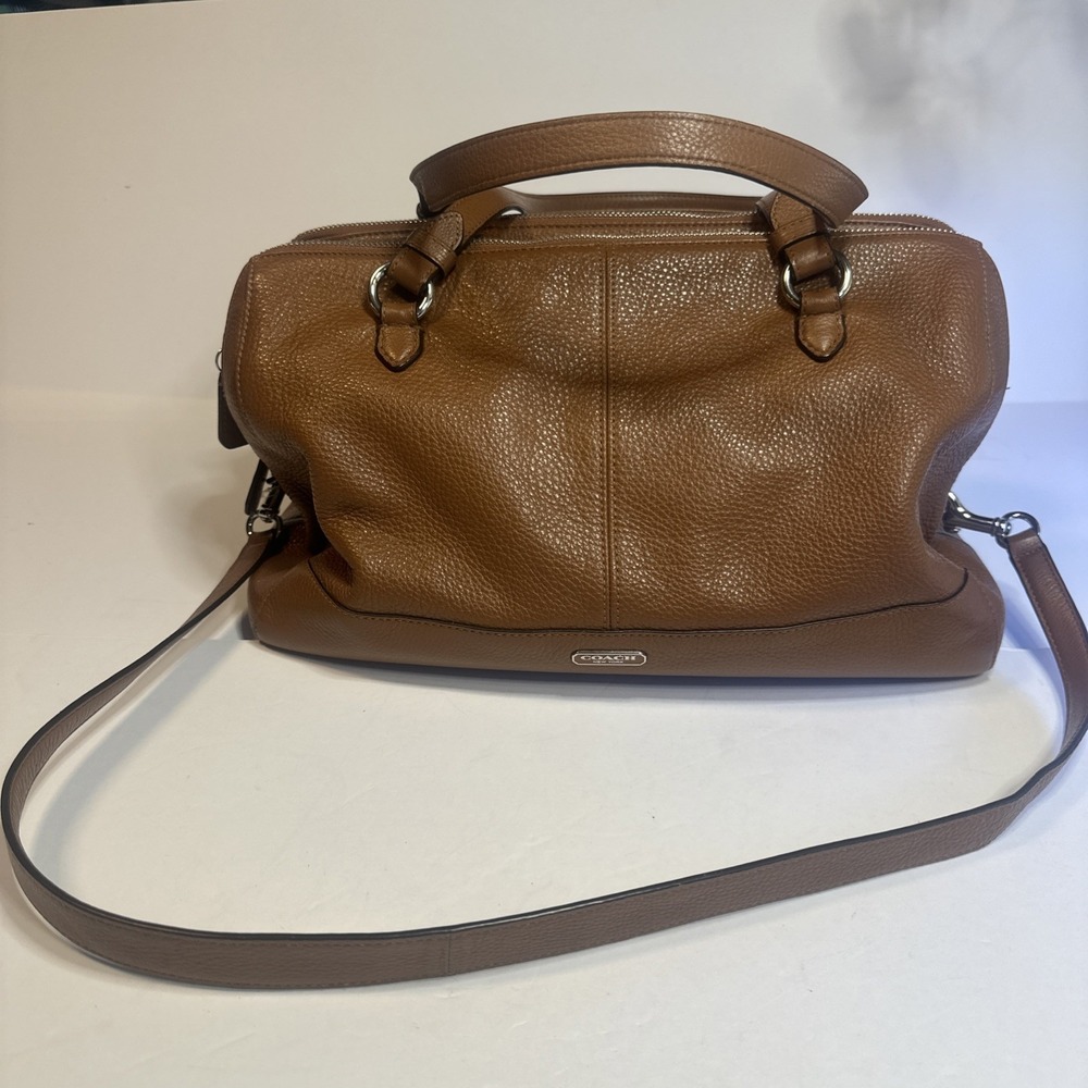 COACH #F31324 Brown Leather Park Soft Katheryn Triple Zip Satchel Purse H1480